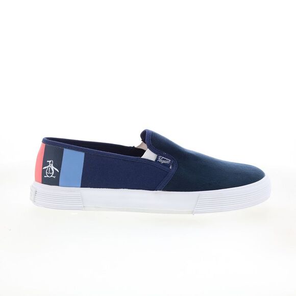 Original Penguin Mens Petey Stripe Slip On Blue Shoes (NWT) - Picture 1 of 4